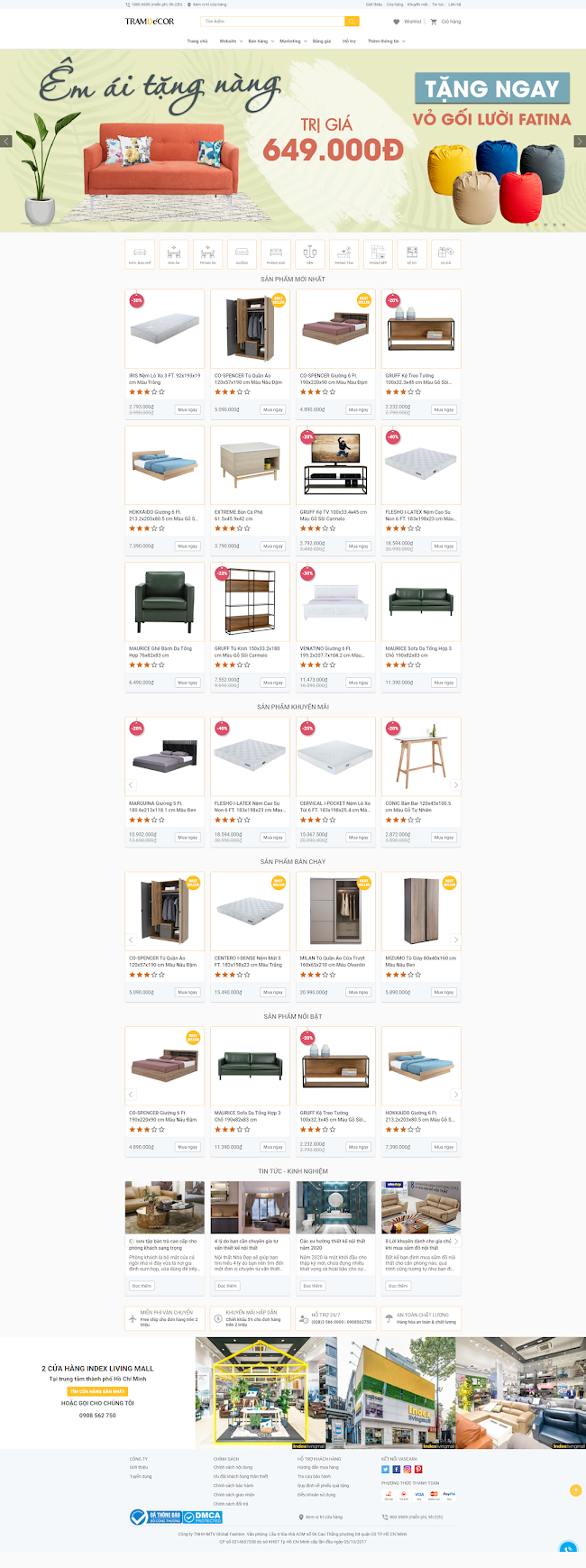 Giao diện web bán hàng nội thất 